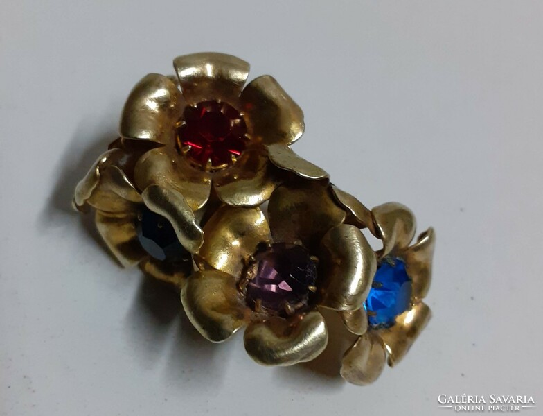 Antique rare handmade brooch pin studded with large polished colored stones