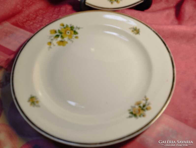 Zsolnay porcelán, sárga rózsa mintás nagy lapos tányér pótlásra