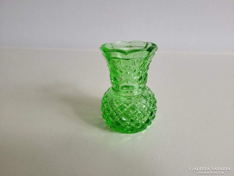 Old glass vase green vintage small vase