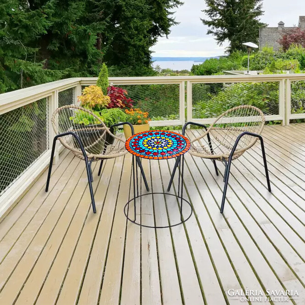 Individual mosaic round table with mandala pattern (02)