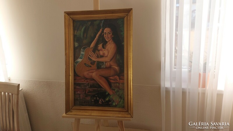 (K) beautiful signed nude painting with frame 50x75 cm