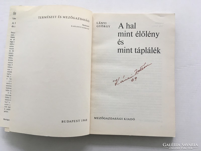 Lányi György: A hal mint élőlény és mint táplálék - 1968.