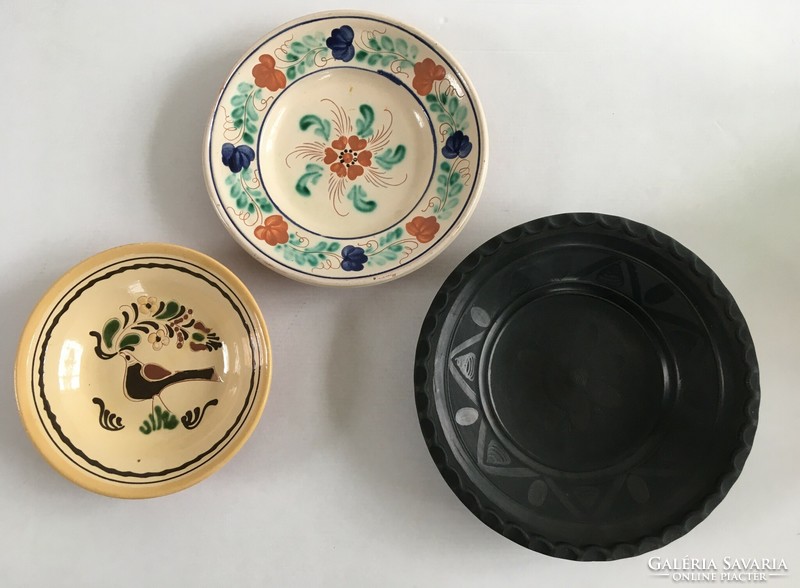 Glazed, folk motif, carved wall plate, wall bowl, wall decoration