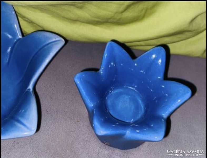 New beautiful marked Swedish Steffan Johnsson tulip ceramic candle and bonbon bowl set