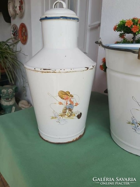 Bonyhádi 7 liter figured enameled enameled Ceglédi jug water jug jug bucket mug