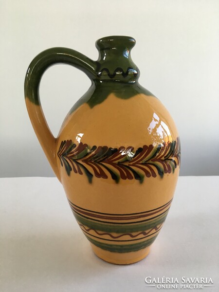 Old, folk, glazed ceramic jug from Hödmezővásárhely