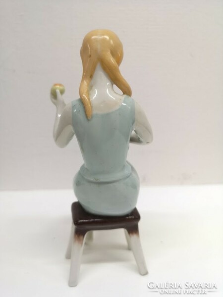 Hollóháza porcelain statue of a girl with an apple - 50046