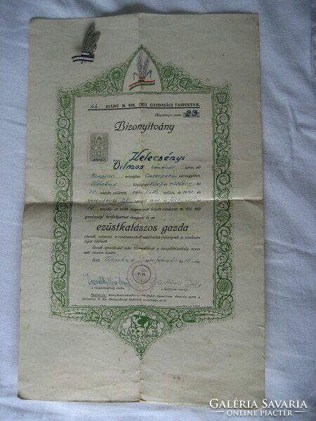 M.Kir.Winter economics course certificate and badge 1941