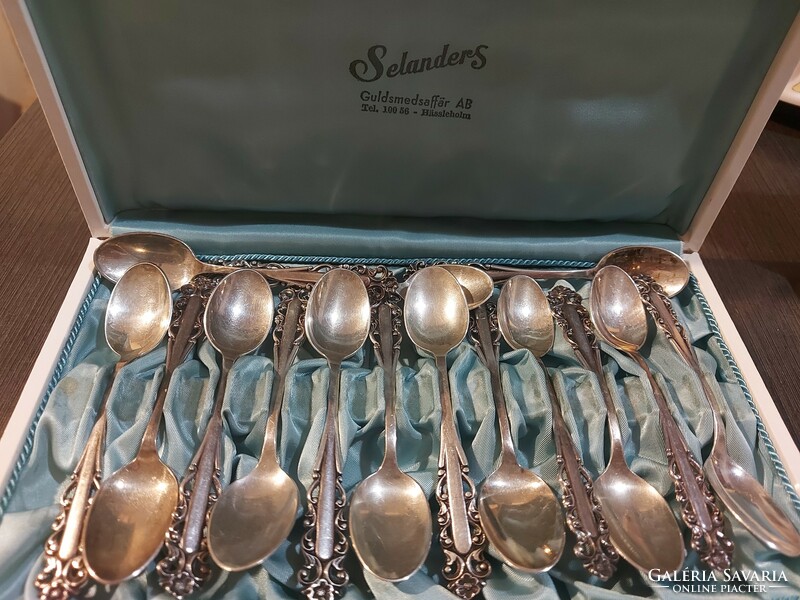15 silver spoons, 198 gr
