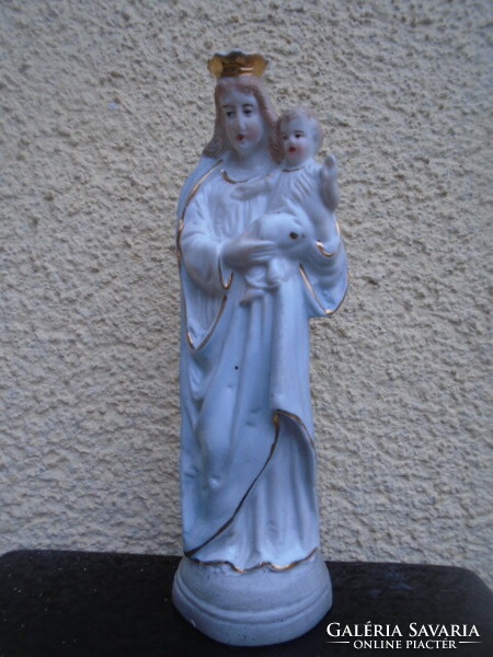 Antique, 1920-30s, 20 cm, hand-painted porcelain statue of Mary with child