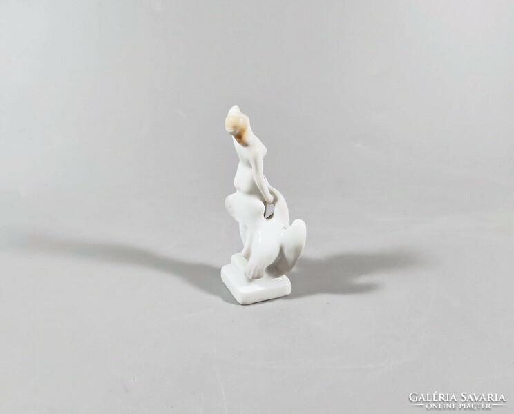 Léda from Herend with the swan, hand-painted miniature porcelain figure, flawless! (Bt013)