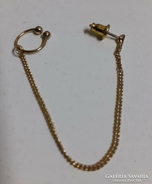 Gold-plated plug-in earrings on a chain in good condition