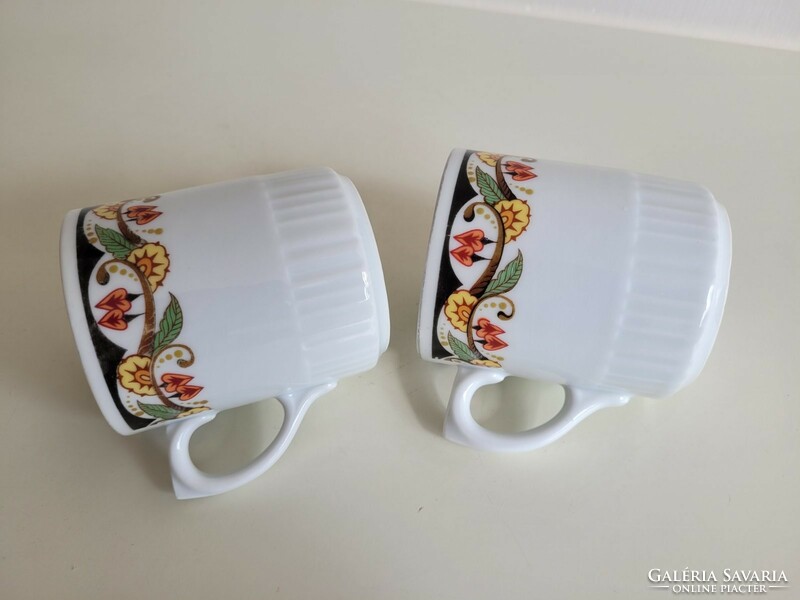 Régi Zsolnay porcelán bögre virág mintás teás csésze 2 db