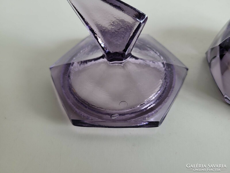 Old purple glass bonbonier art deco jewelry box with lid