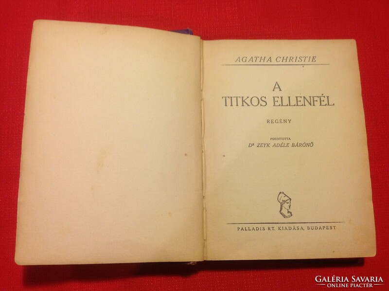 AGATHA CHRISTIE: A TITKOS ELLENFÉL - PALLADIS RT. KIADÁS, antik könyv - GYŰJTŐKNEK (82)
