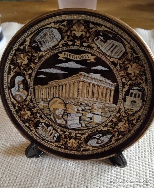 Small collectors plate of the Parthenon in Athens Greece Black and Gold