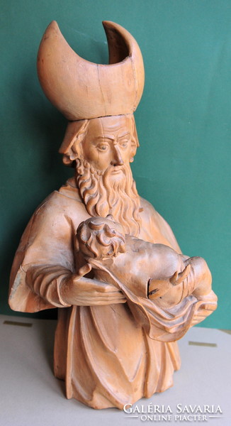Zakariás és a csecsemő Keresztelő János, antik faszobor 17. század