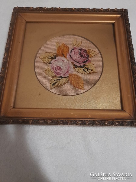 Goblet antique in frame 29×29 cm frame hand-stitched picture