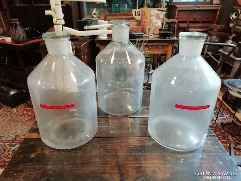 Large apothecary bottles, all 3 as decorations or for storing brandy and wine, 15 liters approx.