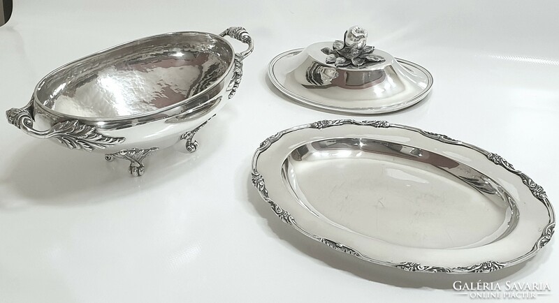 Silver (916/833) soup and garnish bowl with lid, serving tray (2370 g)