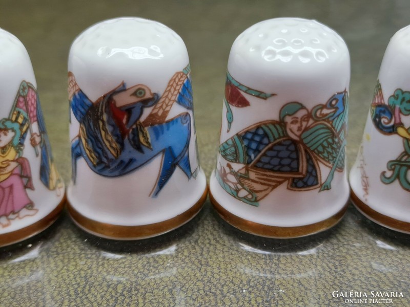 A selection of unique porcelain thimbles in Cowerswall's distinctive style