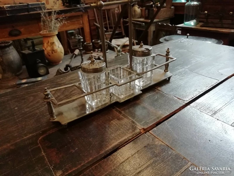 Szecessziós szép állapotú só-bors tartó, asztali fűszertároló, 20. század elejéről