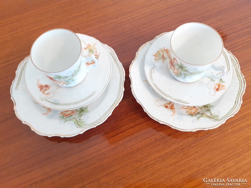 Antique porcelain coffee cup plate breakfast set 6 pcs