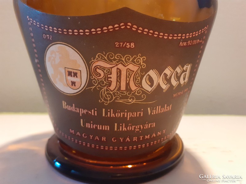 Retro címkés Mocca likőrös palack Budapesti Likőripari Vállalat Unicum