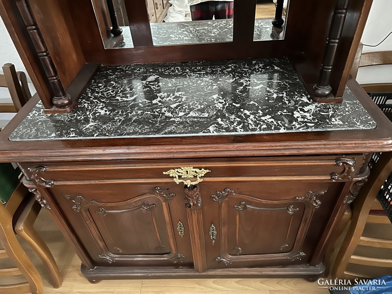 Art Nouveau/colonial sideboard with marble top