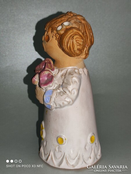 Gift idea! Antalfiné saint Katalin ceramic girl with flower bouquet 14 cm
