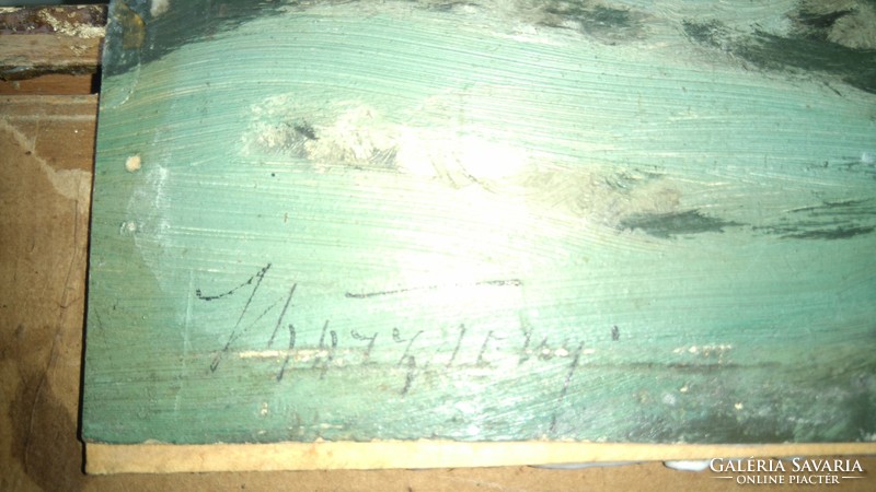 VÉLHETŐLEG UKRÁN VAGY OROSZ FESTŐ TÁJKÉPE 1920k olaj / festő lemez 76x59 eredeti keretében bontatlan