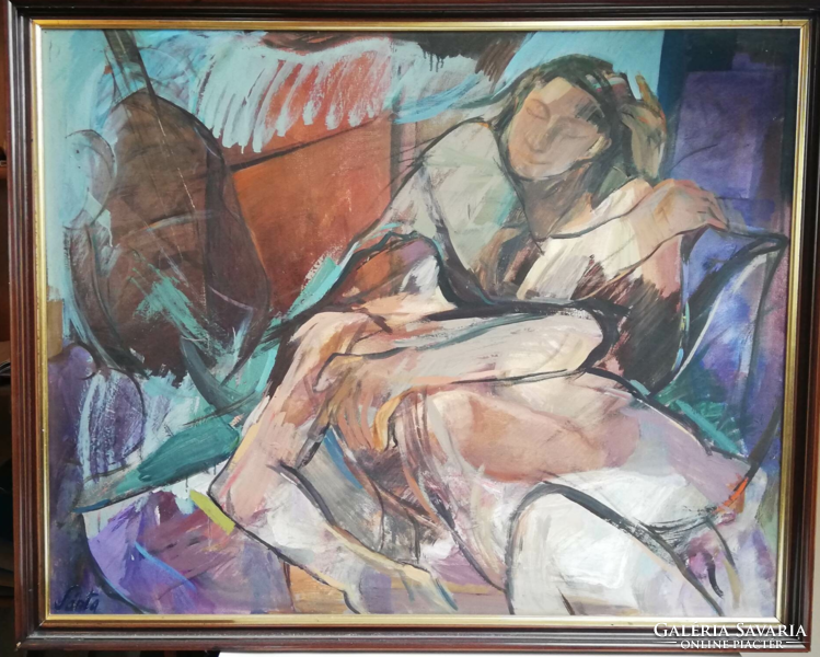 Péter Sánta: a large-scale oil painting on the theme of erotic love