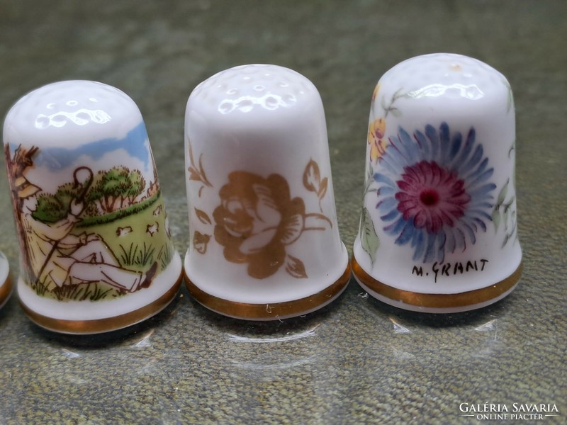 A selection of unique porcelain thimbles in Cowerswall's distinctive style