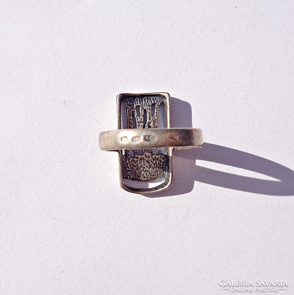 Art Nouveau floral silver ring