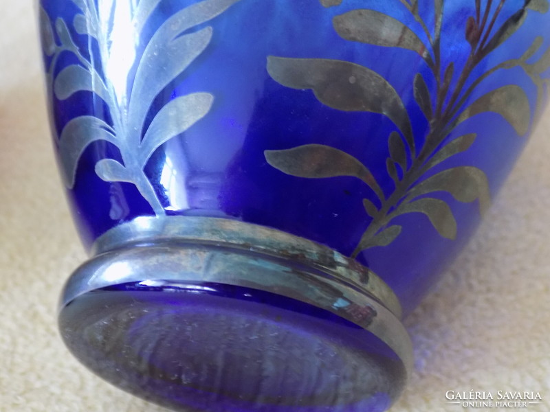 Art Nouveau loetz style silver painted small vases !!