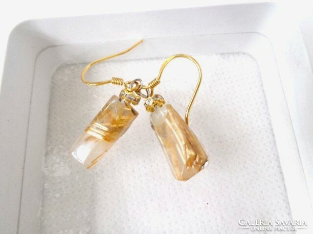 Rutile quartz (gold) mineral earrings