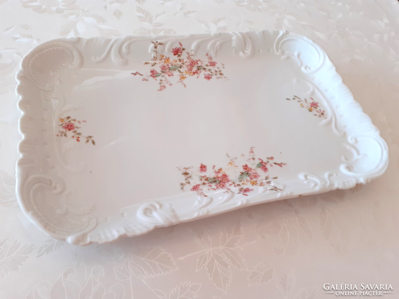 Antique large size 43 cm porcelain tray art nouveau old floral serving bowl