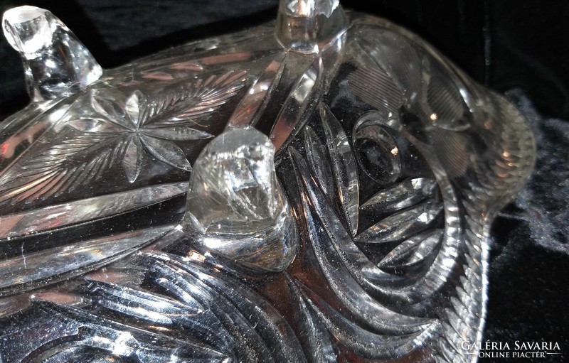 Crystal glass pedestal serving bowl oval 35 x 20