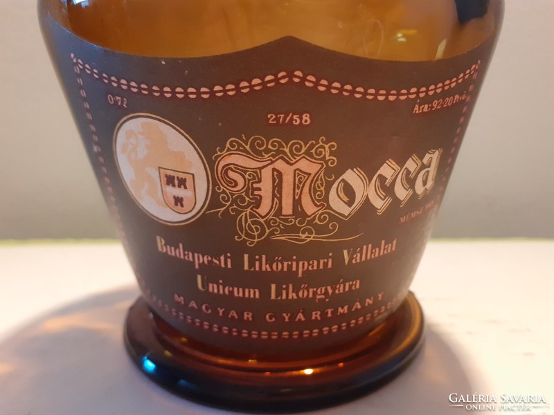 Retro címkés Mocca likőrös palack Budapesti Likőripari Vállalat Unicum