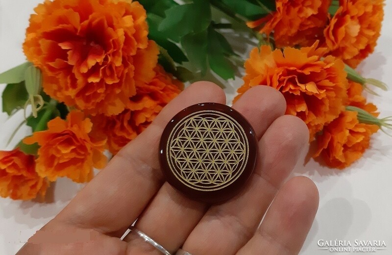 Last piece! Real room. Carnelian talisman with flower of life symbol, 117.5g, topaaa