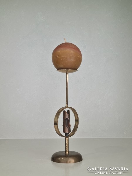 Modern industrial copper candle holder - 23 cm