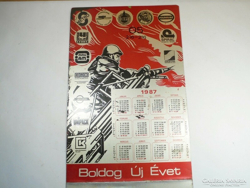 Retro calendar advertising, fire extinguisher painted aluminum aluminum metal sign allugraphic factory from 1987