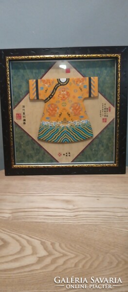 Chinese embroidered qing dynasty imperial robe in frame. Negotiable.
