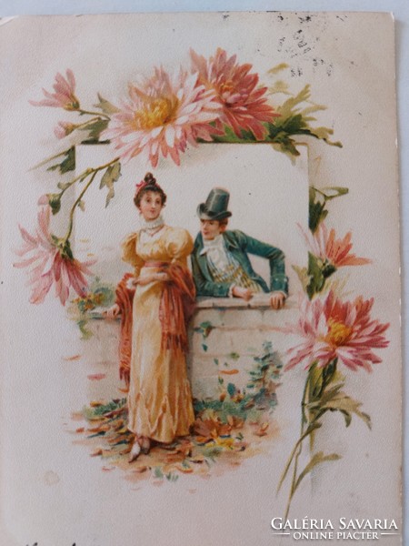 Régi képeslap 1899 levelezőlap szerelmespár