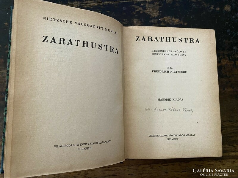 Zarathustra (Nietzsche válogatott munkái) - Mindenkinek szóló és senkinek se való könyv - 1922-es