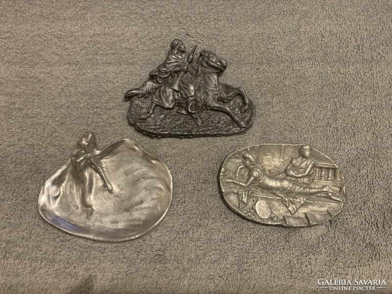 3 old cast ashtrays