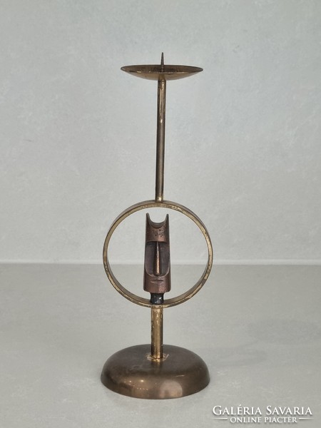 Modern industrial copper candle holder - 23 cm