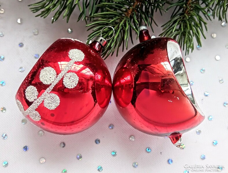 Old reflex Czech thin glass large sphere Christmas tree ornament 6.5-8cm