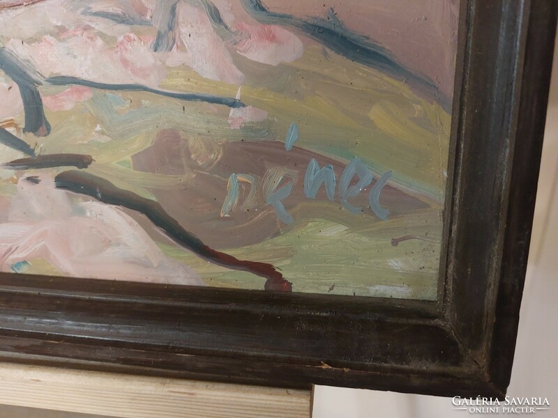(K) Szignózott tájkép festmény 60x44 cm kerettel Dénes Sándor