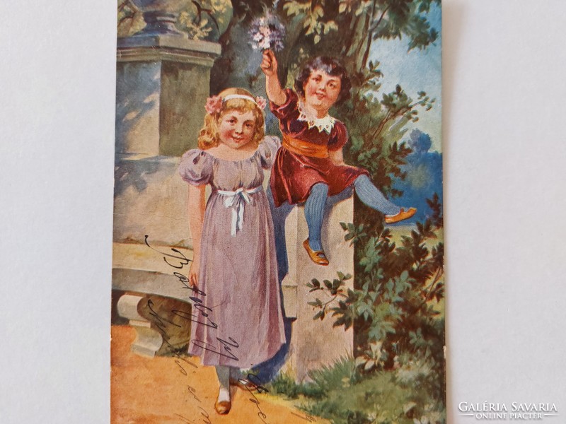 Régi képeslap 1905 levelezőlap gyerekek